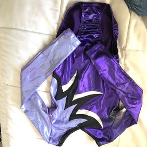Purple long sleeve gymnastics leotard